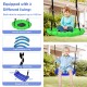 Two colorful swings from the 5-In-1 Outdoor Kids Swing Set, featuring durable oxford fabric and adjustable ropes for.