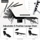 Adjustable outdoor lounge chair in black with sun shade, featuring 4 positions and a side pocket for convenience.