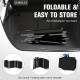 Adjustable black folding recliner with sun shade, side pocket, and lightweight design for easy outdoor storage.