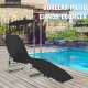 Adjustable outdoor beach patio pool recliner in black with sun shade, perfect for sunbathing and relaxation.