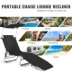 Adjustable black outdoor recliner with sun shade, perfect for beach, pool, or camping, featuring a lightweight foldable.