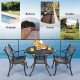 36-inch round patio dining bistro table in brown with umbrella hole, ideal for poolside, balcony, or garden use.