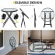 Folding patio side table with tempered glass tabletop and powder-coated steel frame, ideal for outdoor use and easy.