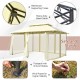 10x13 feet beige tent canopy with removable netting, featuring a sturdy steel frame and reinforced supporting tubes.