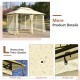 Heavy-duty 10x13 feet beige gazebo with removable mesh sidewalls, perfect for outdoor gatherings and relaxation.