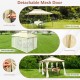 Detachable mesh door detail of the 10x13 feet beige canopy tent, featuring convenient zippers for easy access.
