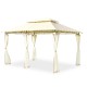 10x13 feet beige gazebo with removable mesh sidewalls, ideal for outdoor gatherings and providing sun protection.