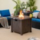 32-inch square fire pit table in brown with a lid and lava rocks, perfect for outdoor gatherings and cozy evenings.