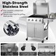 50000BTU 5-burner propane gas grill in silver with side burner, prep tables, and stainless steel construction for.