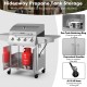 50000BTU 5-burner propane gas grill with side burner, stainless steel, featuring a convenient propane tank storage.