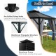 10 x 10 feet gray hardtop gazebo with galvanized steel roof, aluminum frame, and double-top design for enhanced.