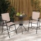 Beige folding chair with armrests and non-slip foot pads from the 3 Pieces Outdoor Bistro Set, perfect for backyard.