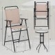 Folding chair from the 3 Pieces Outdoor Bistro Set in beige, featuring armrests, footrest, and safety lock design.