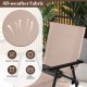 Detail of the all-weather fabric on a beige folding chair from the 3 Pieces Outdoor Bistro Set, designed for easy.