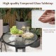 Tempered glass tabletop of the 3-piece outdoor bistro set, featuring easy cleaning and a beautiful texture for patio.