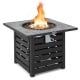 Square propane fire pit table with lava rocks, featuring a durable steel frame and adjustable flame control for outdoor.