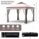 Large 11 x 11 feet pop-up gazebo tent in beige with mesh netting, adjustable height, and portable carry bag for outdoor.