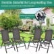Adjustable gray patio dining chairs with rustproof aluminum frame, perfect for outdoor relaxation and space-saving.