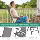 Adjustable gray patio folding dining chair with ergonomic design, sturdy aluminum frame, perfect for outdoor relaxation.