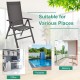 Gray aluminum patio folding dining chair with adjustable backrest, perfect for poolside, balcony, or outdoor use.
