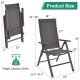 Folding patio dining chair set in gray with adjustable backrest, sturdy aluminum frame, perfect for outdoor relaxation.