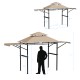 Patio BBQ grill gazebo canopy with dual side awnings, beige, 13.5 x 4 ft, ideal for outdoor cooking and gatherings.