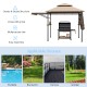 Patio BBQ grill gazebo with beige canopy, dual side awnings, and sturdy steel frame for outdoor cooking and gatherings.