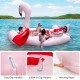Inflatable flamingo floating island for 4-6 people, featuring 6 cup holders, ideal for pool and river fun.