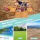 Kids wooden sandbox with bench seats and storage boxes, perfect for outdoor play on beach, lawn, or patio deck.