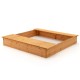 Kids wooden sandbox with bench seats and storage boxes, made of solid cedar wood for outdoor play and creativity.