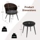 Curved backrest chair with soft cushion and tempered glass tabletop, part of a 3-piece patio rattan bistro set.
