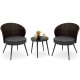 3-piece patio rattan bistro set with curved backrest chairs and tempered glass tabletop, ideal for outdoor relaxation.