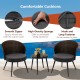 Two comfortable chairs with soft cushions and a tempered glass tabletop in a brown rattan bistro set for outdoor.