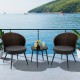 Close-up of a soft cushion on a curved backrest chair from the 3-piece patio rattan bistro set, designed for comfort.