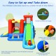 Colorful 9-in-1 inflatable kids water slide bounce house with slide, ball pit, and water cannon for outdoor fun.