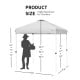 Height-adjustable 6.6 x 6.6 feet gray outdoor pop-up canopy tent with dimensions for easy setup and stability features.