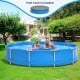 Round above ground swimming pool in blue with durable PVC fabric, suitable for 3-4 people, includes pool cover.