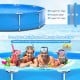 Round above ground swimming pool with durable 3-layer fabric and solid iron structure, perfect for family fun in summer.
