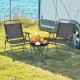 Gray 3-piece outdoor bistro set featuring folding chairs and a coffee table, perfect for patio or garden use.