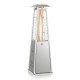 Portable stainless steel tabletop patio heater with glass tube, 10,000 BTU, 360° heating for outdoor use.