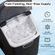 Nugget ice maker countertop in black with ice full alarm, producing 33 lbs of ice daily for rapid chilling.