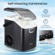 Nugget ice maker in black with self-cleaning feature, 33 lbs daily output, and removable top cover for easy cleaning.