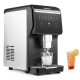 Nugget ice maker with self-dispensing feature produces 80 lbs of chewable ice daily, ideal for refreshing beverages.