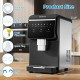 Nugget ice maker with stainless steel finish, featuring a control panel and detachable drip tray for easy cleanup.