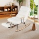 White teddy velvet upholstered nursery rocking chair with adjustable backrest and retractable footrest for ergonomic.