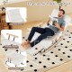 Ergonomic white teddy velvet rocking chair with high backrest, adjustable backrest, and rubber wood armrests for.