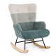 Nursery rocking chair in boucle fabric with ergonomic armrests and high backrest, perfect for living room or bedroom.