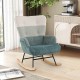 Nursery rocking chair in boucle fabric with ergonomic armrests, high backrest, and rubber wood base for ultimate.