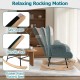 Nursery rocking chair with ergonomic armrests, rubber wood base, and cozy boucle fabric for ultimate relaxation.