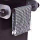 Black and white checkered towel hanging from the Kids Wooden Modern Kitchen Cooking Pretend Play Set for realistic play.